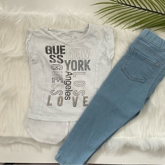 Vince Camuto Jeans and Guess Tee Toddler Girls 3T  Outfit Set - Picture 8 of 8